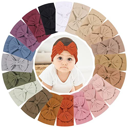 Jollybows 20pcs Nylon Headbands with Bow for Baby Girls