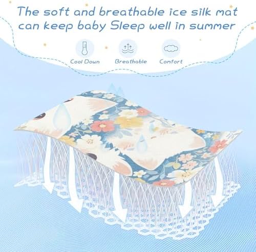 Cooling Cartoon Cat Design Baby Mattress Pad 28x52 Waterproof Washable