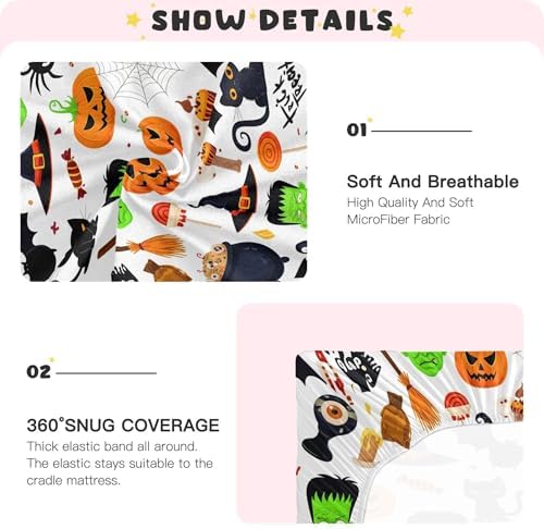 Qilmy Halloween Fitted Crib Sheet for Kids