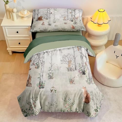4 Pieces Woodland Animal Toddler Bedding Set