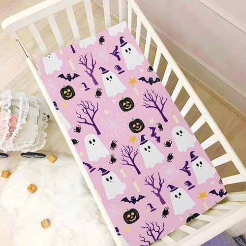 Qilmy Halloween Ghost Crib Sheet Soft Breathable Baby Bedding