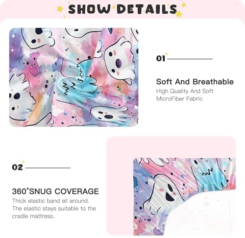 Qilmy Cute Little Ghosts Crib Sheet for Girls and Boys