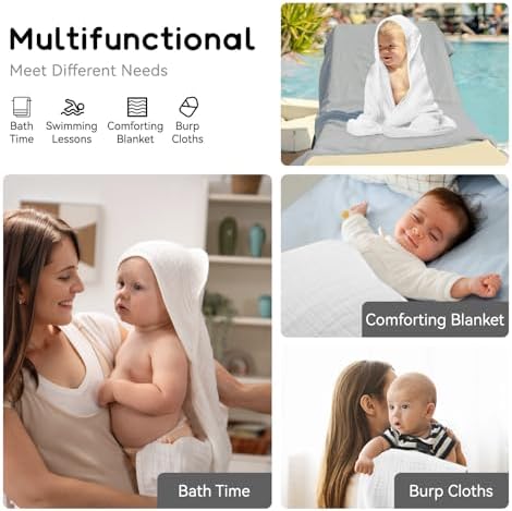 Arnzion Baby Hooded Towel 1 Pack Pure White Muslin