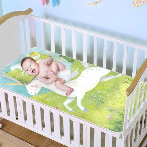 Unicorns Meadow Cooling Mattress Pad for Baby and Toddler