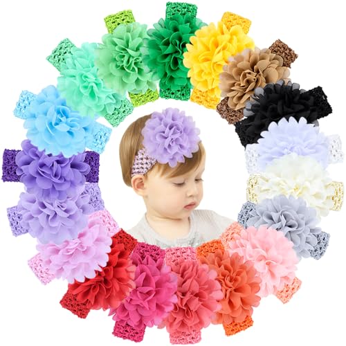 Jollybows 20pcs Nylon Headbands with Bow for Baby Girls