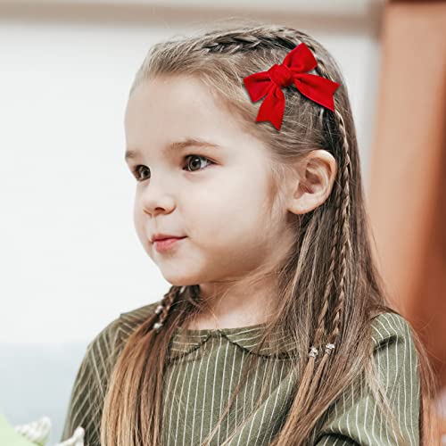 KCHIES Red Velvet Ribbon Bow Hair Clip 3in