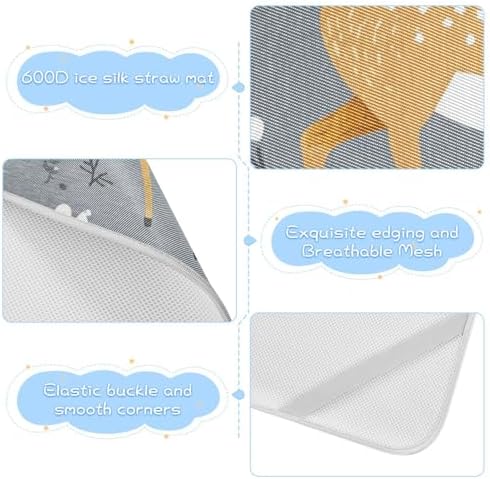 Cartoon Funny Deer Gray Cooling Baby Mattress Pad 28x52