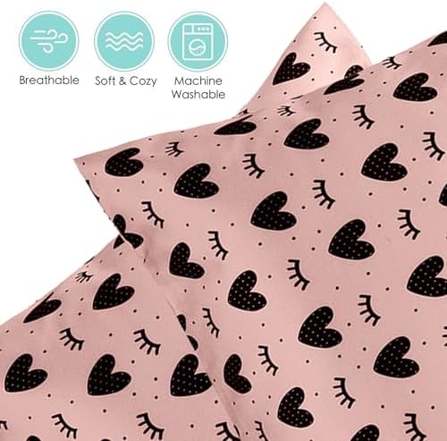Winmany 2 Pack Toddler Pillow Cases Pink Heart