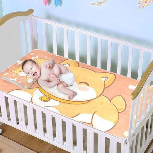 Shiba Inu Bone Dog Orange Cooling Mattress Pad for Baby 28x52