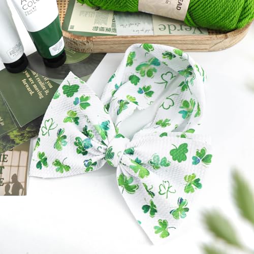 7 St Patricks Day Baby Bow Headband Green Shamrock