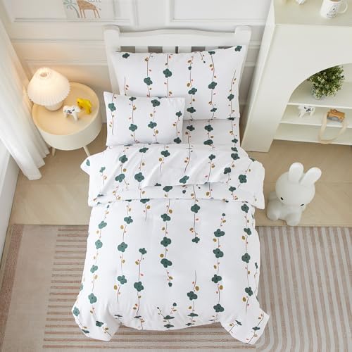 Mucalis Green Floral Toddler Bedding Set for Girls