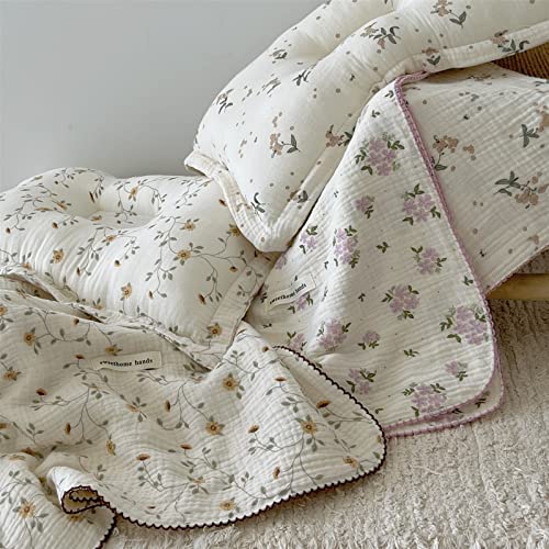 BuLuTu 4 Layers Muslin Kids Blanket with Sunflower Pattern
