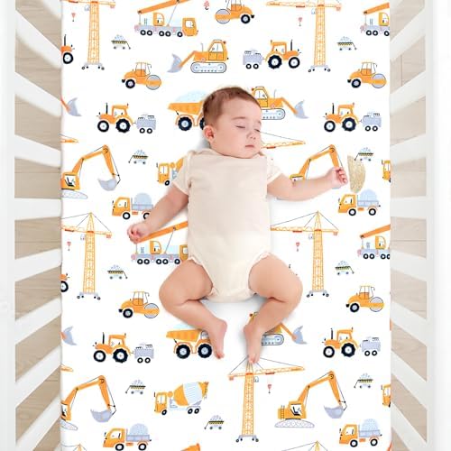 JISEN Soft Breathable Crib Sheet for Boys Girls 52x28 Inch