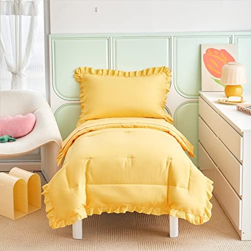 UOZZI BEDDING 4-Piece Yellow Toddler Bedding Set