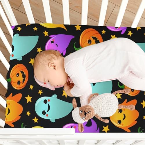 Qilmy Halloween Ghosts Fitted Crib Sheet for Baby Sleep and Play