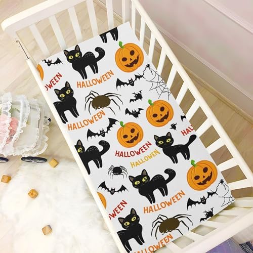 Qilmy Halloween Pumpkins Fitted Crib Sheet for Baby 1
