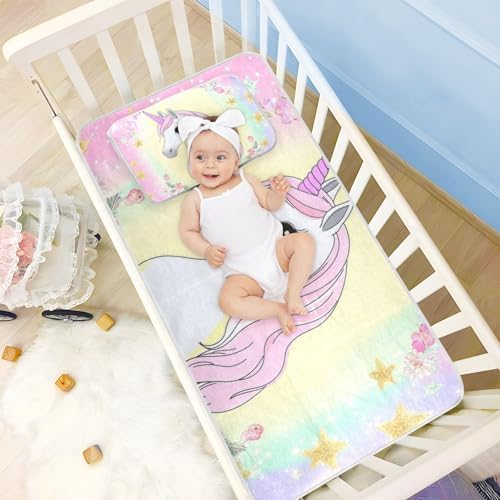 Dreamy Unicorns Cooling Baby Crib Mattress Pad 28x52