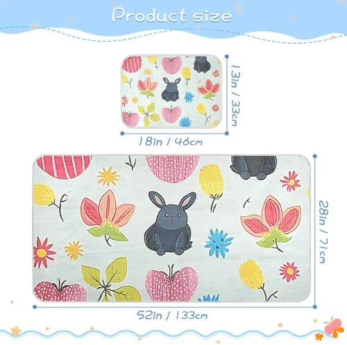 Simple Floral Cute Cartoon Bunnies Mattress Pad 28x52