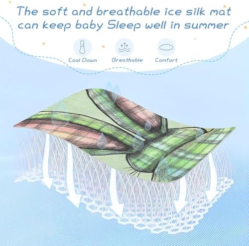 Cooling Plaid Bunny Ear Mattress Pad Cover for Baby Toddler 28x52