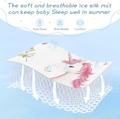 Cooling Cartoon Unicorns Baby Crib Mattress Pad