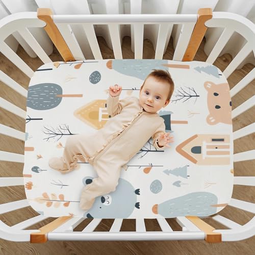 Wajiw Forest Animals Crib Sheets Soft Fitted 28x52In