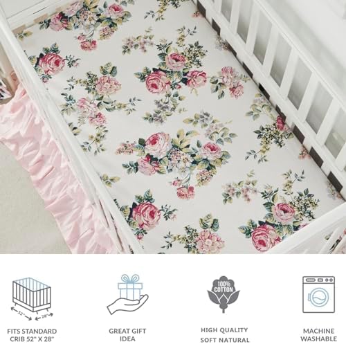 Brandream 100 Cotton Baby Girls Crib Bedding Set 6 Pieces