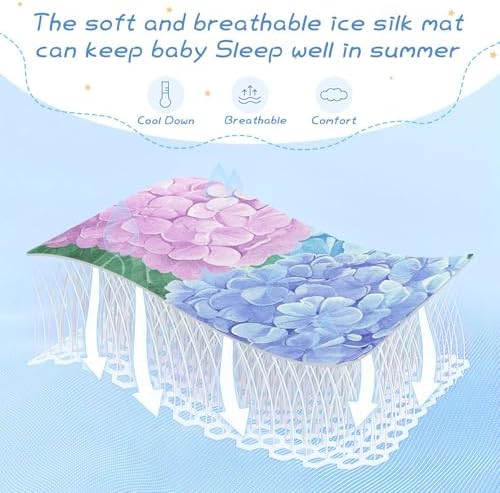 Hydrangeas Cooling Baby Crib Mattress Pad 28x52