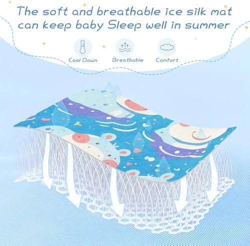 Cooling Blue Hippo Baby Mattress Pad 28x52 Reusable Crib Cover