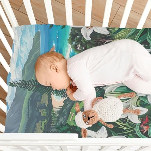 Qilmy Lilies Fitted Crib Sheet for Baby Soft Breathable 28x52 in