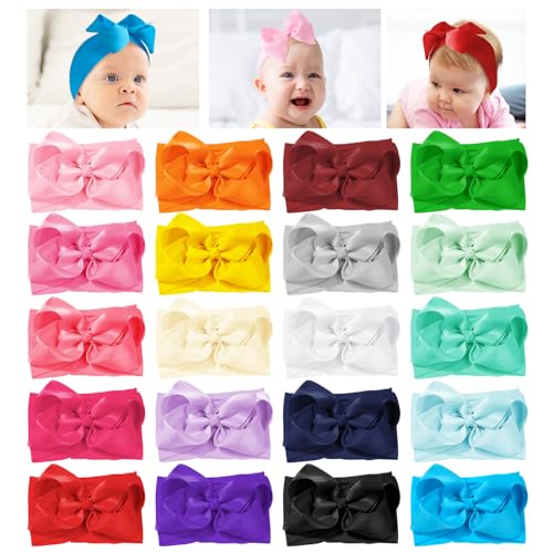 LALAURA 20pcs Baby Girl Stretchy Bow Headbands