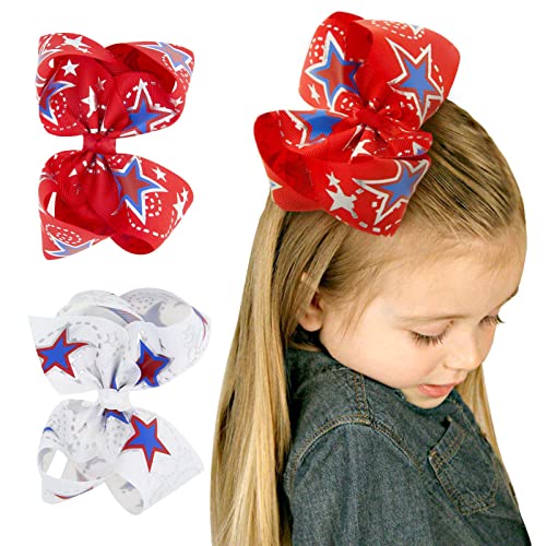 Patriotic Bow Hairpin for Kids Girls - Independence Day Flag Day Accessory