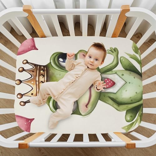 Wajiw Frog Crib Sheets for Girls Boys Soft Breathable Fitted Crib Sheet