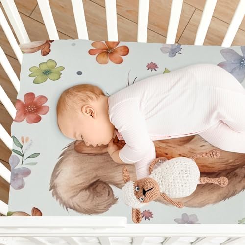 Wajiw Squirrel Crib Sheets for Girls and Boys