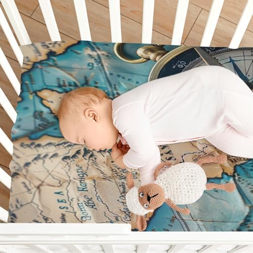 Wajiw Ocean Map Crib Sheets for Girls and Boys 1