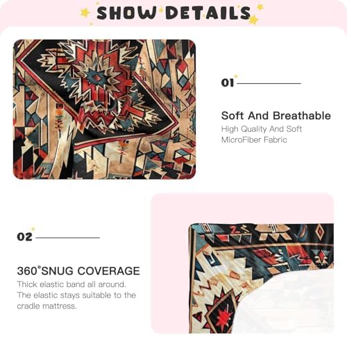 Wajiw Tribal Pattern Fitted Crib Sheet for Standard Mattress