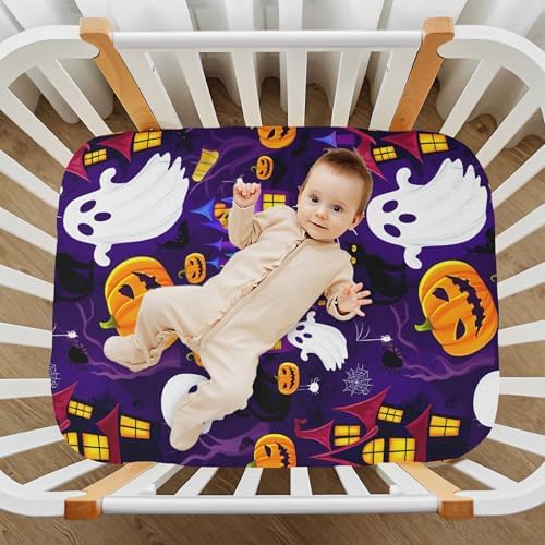 Qilmy Halloween Ghosts Fitted Crib Sheet for Baby Bed