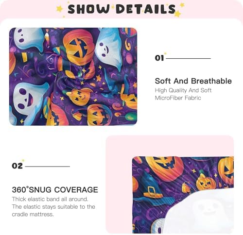 Qilmy Cartoon Ghosts Fitted Crib Sheet for Baby 1