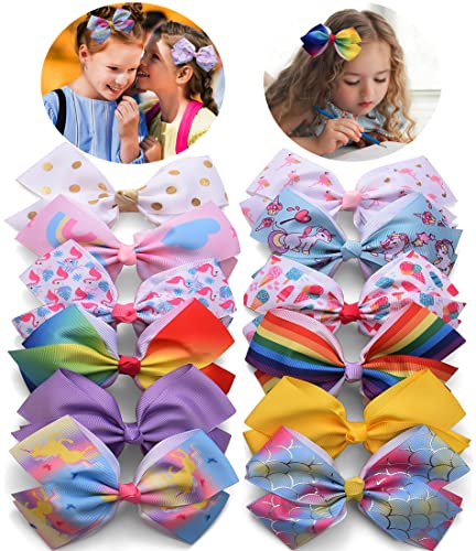 Eyegla 5 Inch Hair Bows for Girls Pack of 12