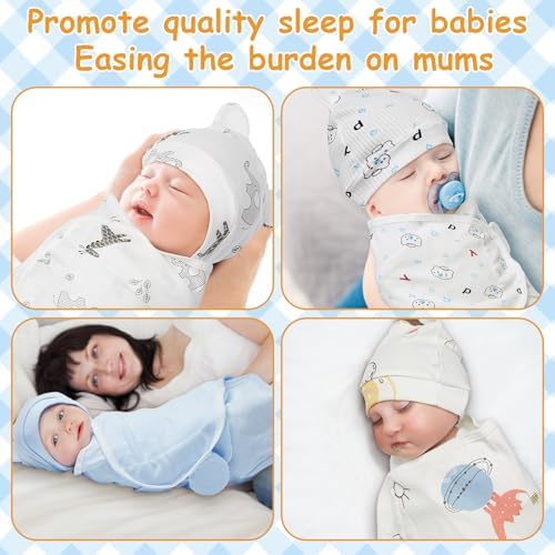Ramede 6 Pack Preemie Swaddle Blankets with Hats 1