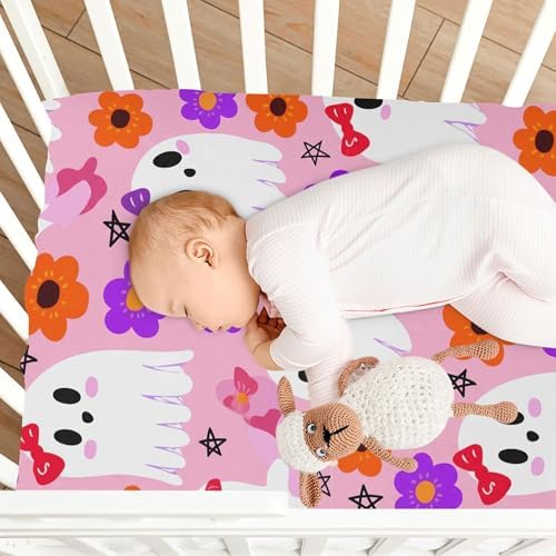 Qilmy Halloween Ghosts Fitted Crib Sheet for Kids 28 x 52 in