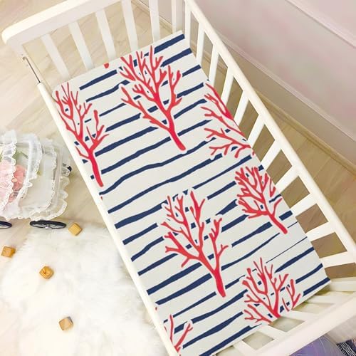 Wajiw Red Coral Crib Sheets for Girls and Boys