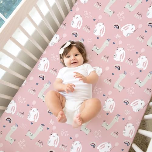 BROLEX Crib Sheets Set of 2 - Elephant Rabbit Design