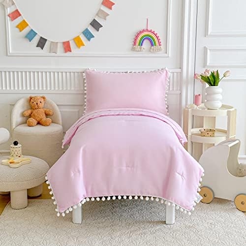 UOZZI BEDDING Toddler Bedding Set 4 Pieces Pink Boho
