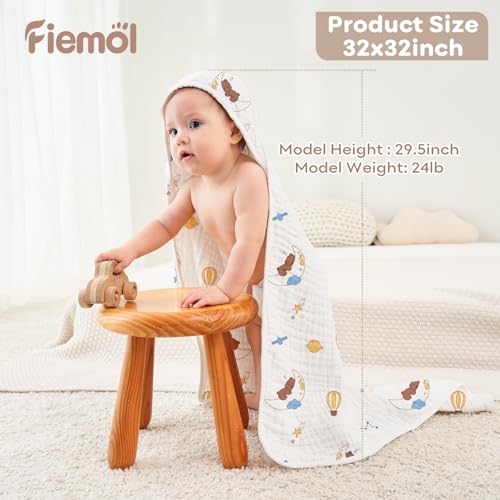 FIEMOL 2 Pack Hooded Baby Bath Towels