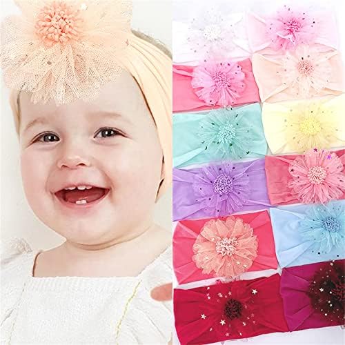 WUTYU 0-3 Year Baby Stretch Flower Tulle Hairband