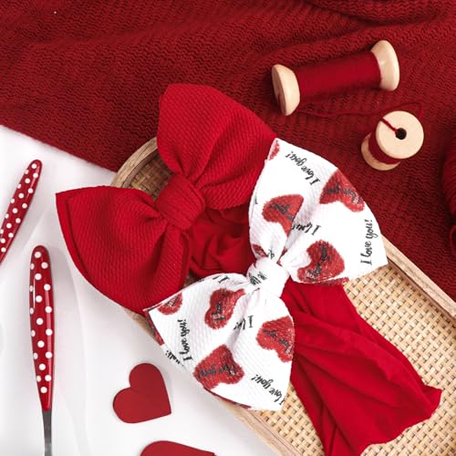 YanJie Red Pink Valentine Bow Headband for Baby Girl