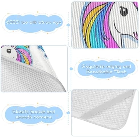Cooling Baby Crib Mattress Pad with Rainbow Unicorns Design