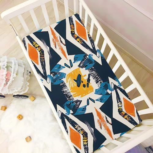 Wajiw Tribal Pattern Fitted Crib Sheet for Standard Size Mattress