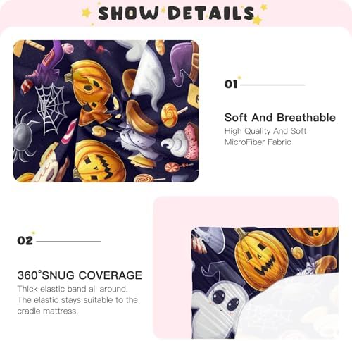 Qilmy Halloween Ghosts Fitted Crib Sheet for Babies