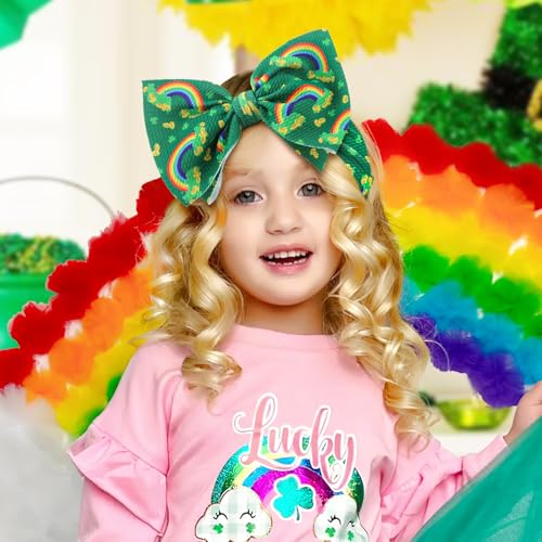YanJie St Patricks Day Clover Headband with Green Bow
